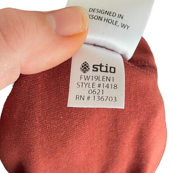 Stio Tipton Tech Crew Neck Shirt Medium Burnt Orange Long Sleeve Top Base Layer - Picture 5 of 5